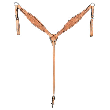 HILASON Western Horse Headstall & Breast Collar American Leather Floral Tan